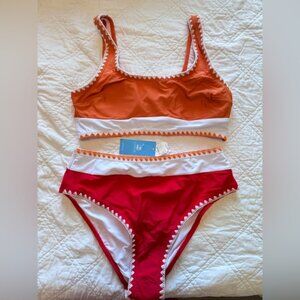 orange/red high rise bikini